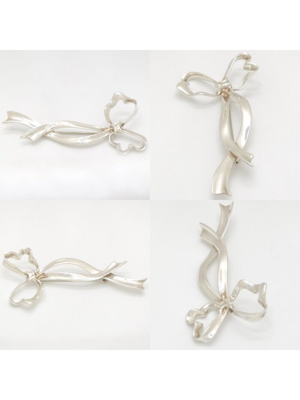 Tiffany & Co Ribbon Motif Brooch 8.5 Sterling Silver Vintage Antique